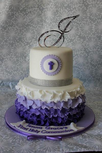 Jenna's Purple Ruffles Communion Cake - Cake by Chantal
