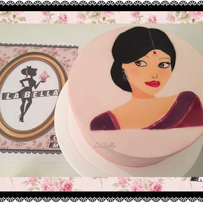 Indian lady airbrushed cake - Cake by LaBella