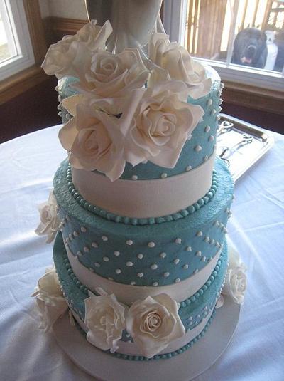 Blue and white wedding - Cake by Justbakedcakes