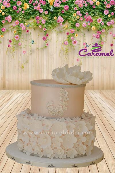 Wedding Flower Cake - Cake by Caramel Doha