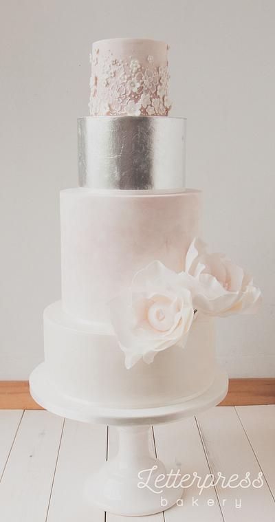 Blush pink and silver wedding - Cake by Letterpress Bakery