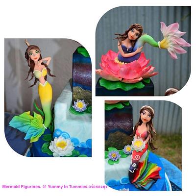Mermaid Figurines.  - Cake by Yummy In Tummies. 
