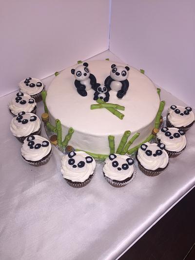 Panda cake and cupcakes  - Cake by Cerobs