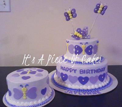 1st Birthday Butterfly 2 tier, Buttercream icing - Cake by Rebecca