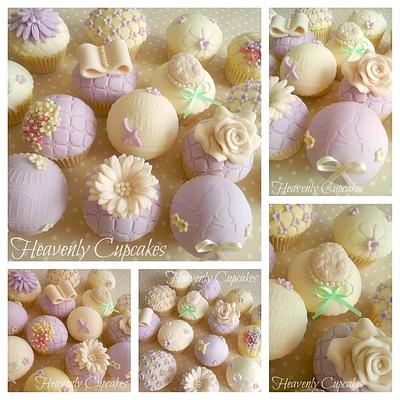 Ivory/Lilac Vintage Cupcakes - Cake by Debbie Vaughan
