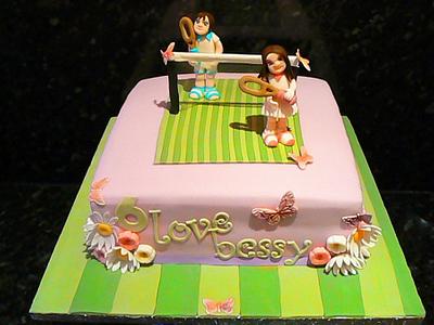 Girlie tennis theme cake  - Cake by vanillasugar