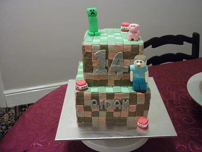 mine craft - Cake by helenlouise