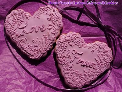 Purple on Purple Heart cookies - Cake by Hiromi Greer