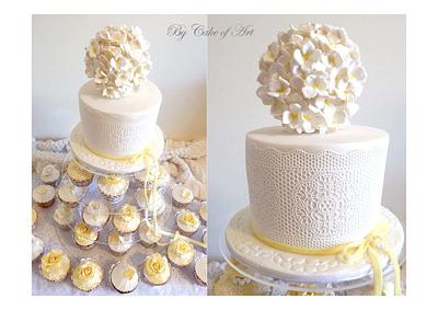 Yes I do-  wedding cake & cupcakes - Cake by cakeofart