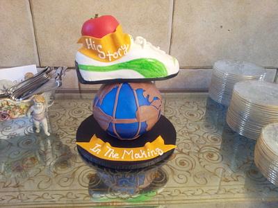 World and Running Shoe Cake - Cake by Dayna Robidoux