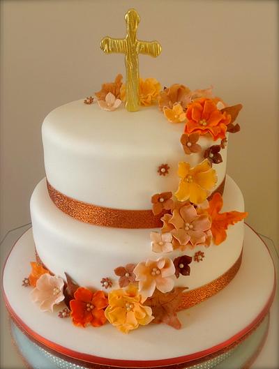 Autumn Christening cake  - Cake by Alison's Bespoke Cakes