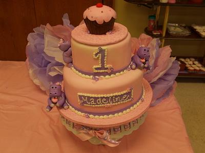 Hippo First Birthday - Cake by BeckysSweets