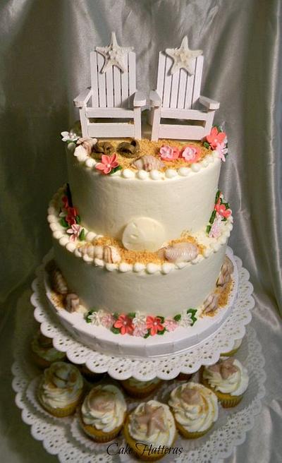 Beach Wedding Cake With Pink Accents - Cake by Donna Tokazowski- Cake Hatteras, Martinsburg WV