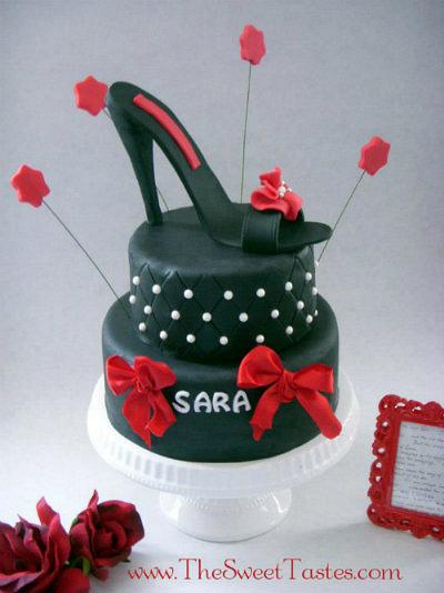 Black and Red Stiletto Cake  - Cake by thesweettastes