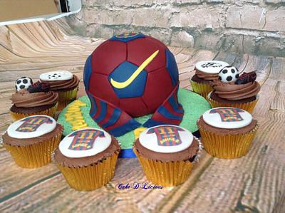 Barcelona football cake & cupcakes - Cake by Sweet Lakes Cakes
