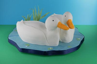 Mr & Mrs Duck Wedding Cake - Cake by Sandra Monger