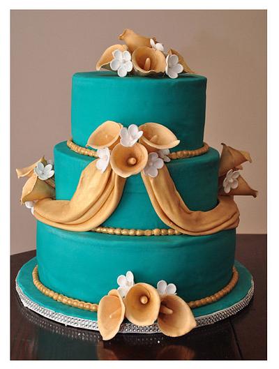 Wedding cake with calla lillies - Cake by Spring Bloom Cakes