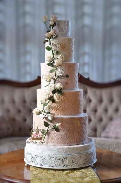 Climbing  Roses Wedding Cake - Cake by Sumaiya Omar - The Cake Duchess 