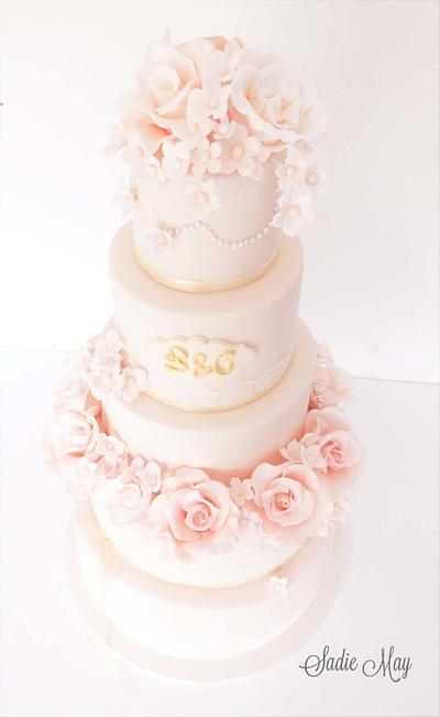 Blush Wedding Cake  - Cake by Sharon, Sadie May Cakes 