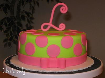 Pink and Green Polka Dot Birthday - Cake by Becky Pendergraft