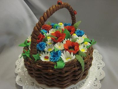 Flower basket - Cake by Reveriecakes