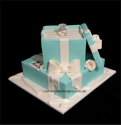 Engagement - Tiffany Ring Box Cake - Cake by Custom Cake Designs