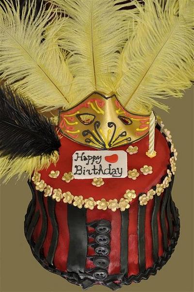with mask and feathers - Cake by Charina