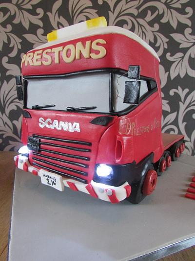 hgv with working head lights - Cake by jen lofthouse