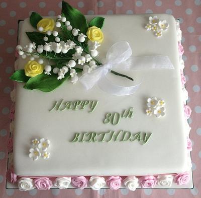 80th birthday Lily of the Valley cake - Cake by Yummy Scrummy Cake Co