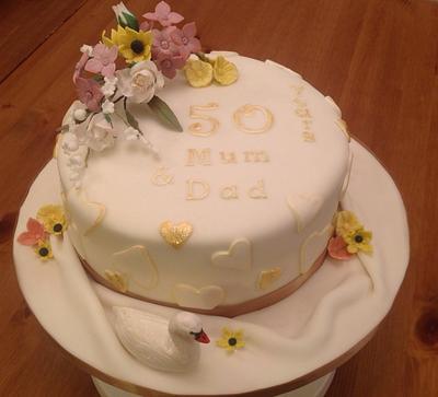 Swans and flowers cake - Cake by Mrs BonBon
