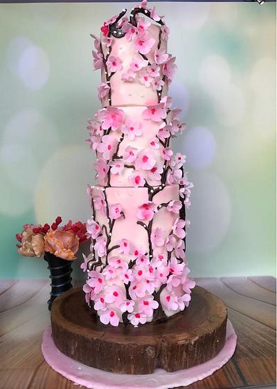 Cherry blossom wedding cake  - Cake by addanki