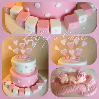 Christening cake with tutorial for baby topper - Cake by Zoepop
