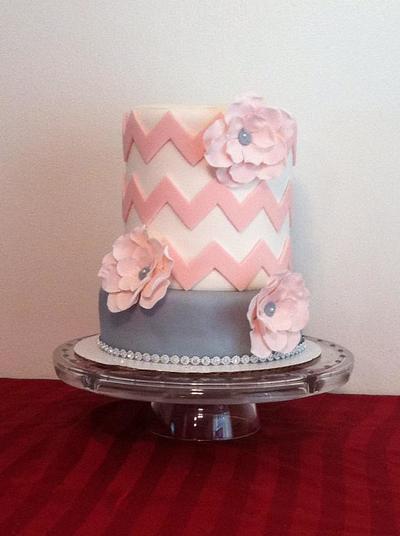 Pink and Gray Chevron - Cake by Molly Gearhart