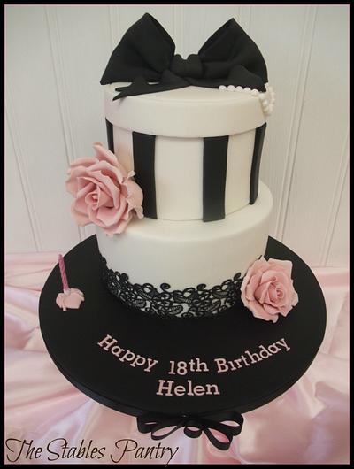 Black and white Vintage hatbox cake  - Cake by The Stables Pantry 