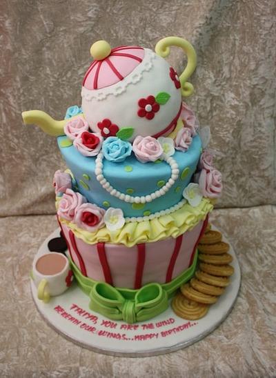 Tospy turvy tea party cake - Cake by The House of Cakes Dubai