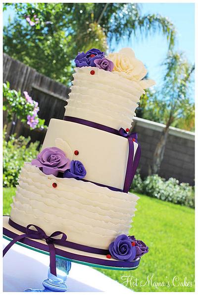 Ivory and Purple wedding - Cake by Hot Mama's Cakes