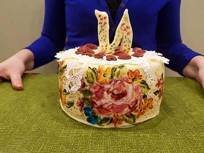 Colourful handpainted cake for a spring birthday - Cake by The Curious Patissier