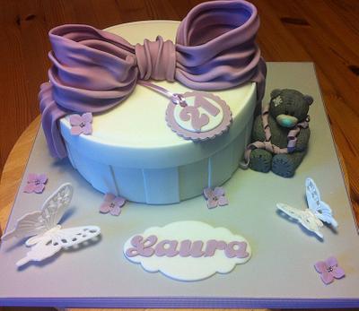 21st birthday gift box cake with me to you bear - Cake by Mulberry Cake Design