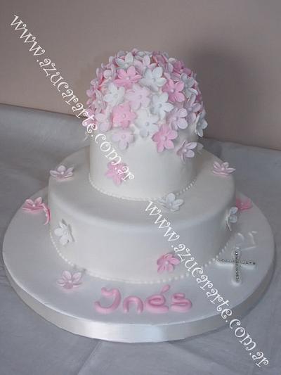 Flowers White and Pink - Cake by azucararte