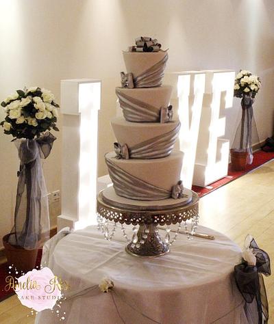 Silver drape wedding - Cake by Amelia Rose Cake Studio