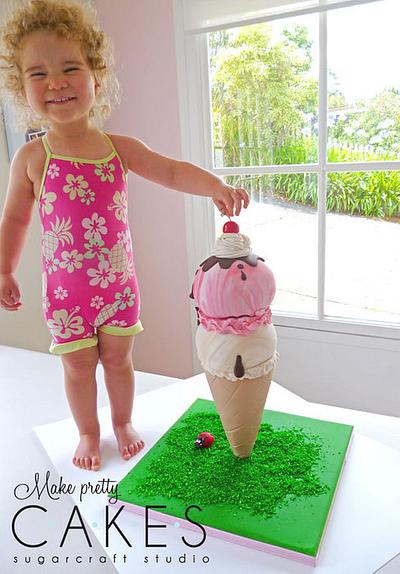 3D Ice Cream cone cake - two scoops!  - Cake by Make Pretty Cakes