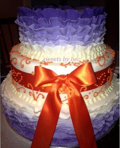 Ombre ruffle wedding cake - Cake by Bec