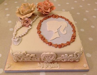 Large cameo and roses  - Cake by Samantha clark 