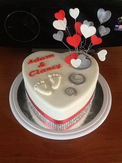 Heart with little feet Engagement cake & cupcakes - Cake by Kim Jury