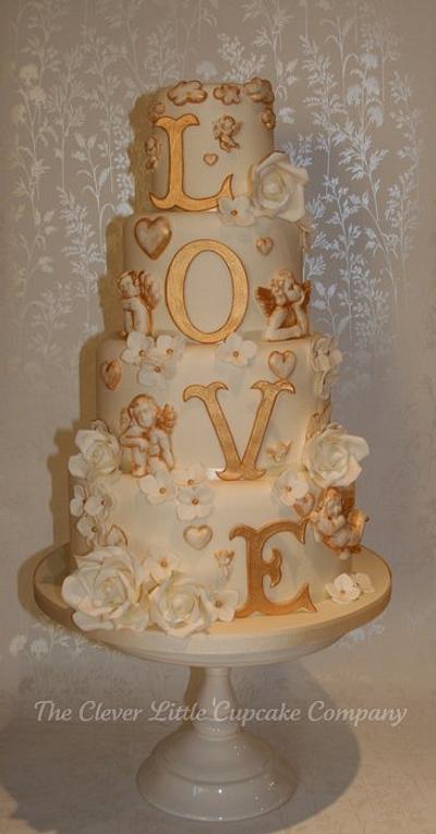 LOVE Wedding Cake - Cake by Amanda’s Little Cake Boutique