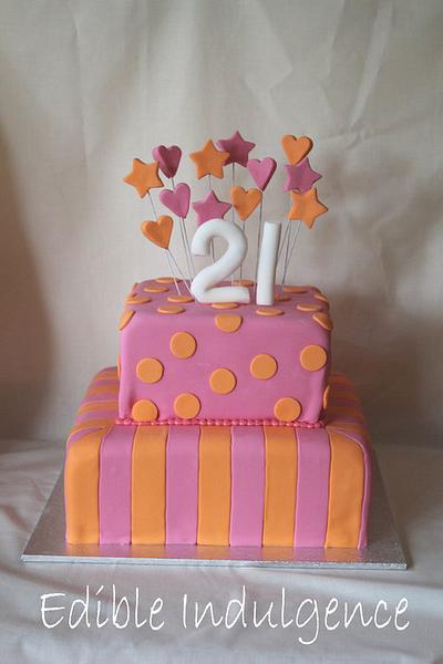 Orange and Pink tiered cake - Cake by Edible Indulgence