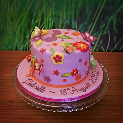 Flowers and Butterflies - Cake by ClareHarrison