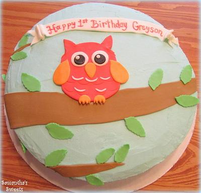 Owl 1st Birthday Cake - Cake by Samantha Eyth