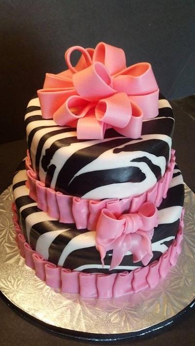 Zebra Print Baby Shower - Cake by Charis