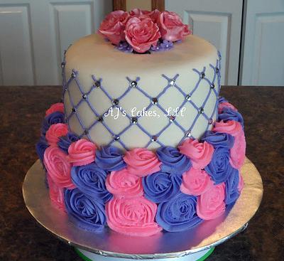 Pink and Purple Rose Cake - Cake by Amanda Reinsbach